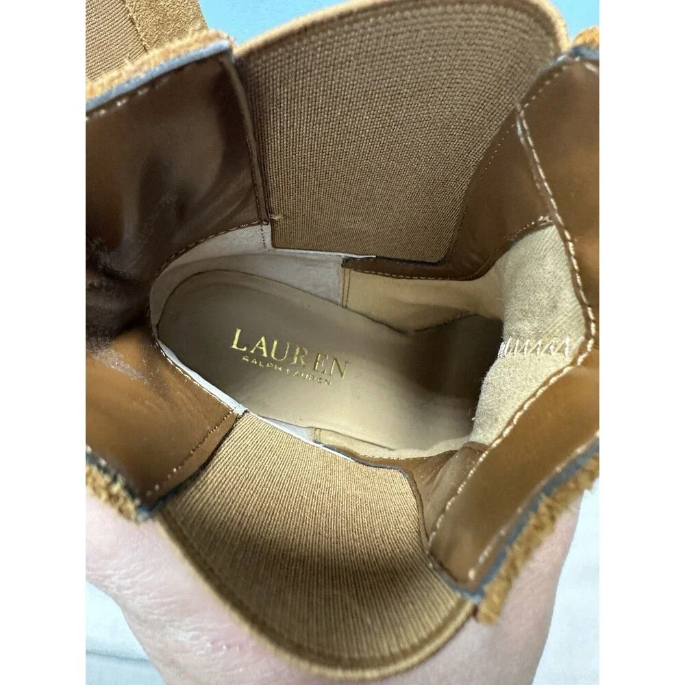 Lauren Ralph Lauren Women Marianna Block Heel Chelsea Boots Size US 6.5 Brown
